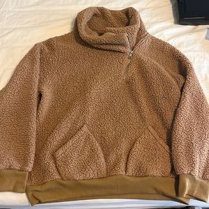 size medium, brown teddy jacket with pockets and zipper